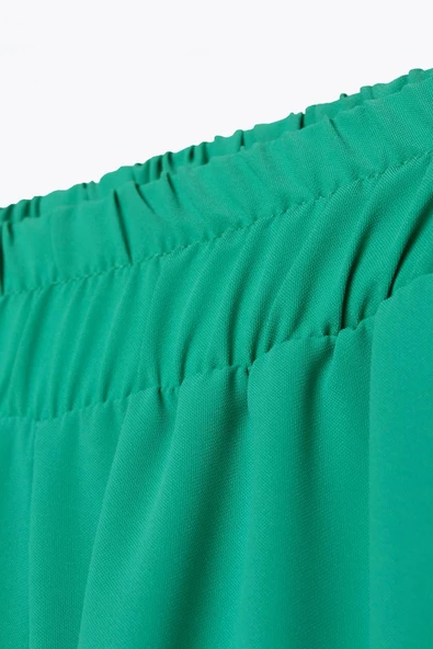 Yeşil-Asimetrik Kesim Tunikli Bol Paça Pantolonlu Takım - 7