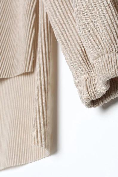 Taş-Pliseli Yırtmaç Detaylı Bluzlu Etekli Takım - Resim 6