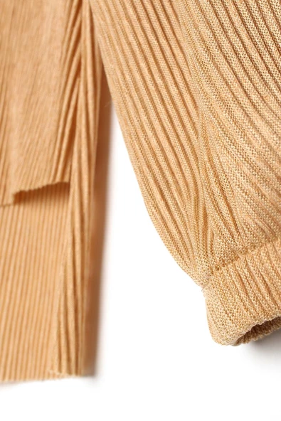 Bej-Pliseli Yırtmaç Detaylı Bluzlu Etekli Takım - Resim 8