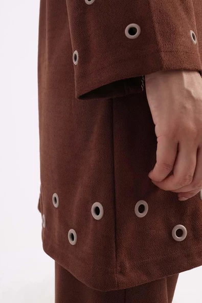 Kahve-Kuşgözlü Pantolonlu Takım - Resim 5