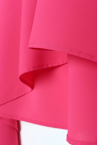 Pembe-Asimetrik Kesim Tunikli Bol Paça Pantolonlu Salaş Takım - 8