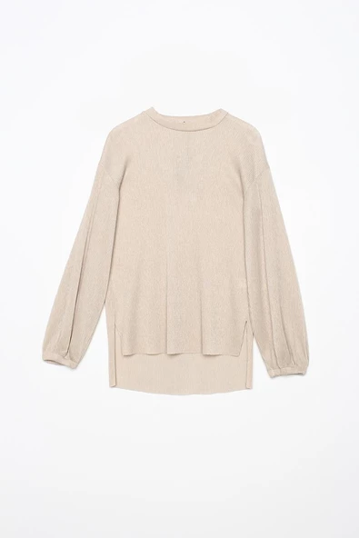 Taş-Pliseli Yırtmaç Detaylı Bluzlu Etekli Takım - Resim 5