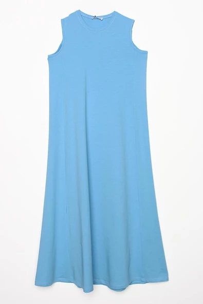 Mavi-Fermuarlı Kısa Hırkalı Kolsuz Elbiseli Takım - Resim 9