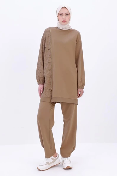 Vizon-Büyük Beden Fisto Garnili Pantolonlu Takım - Resim 2