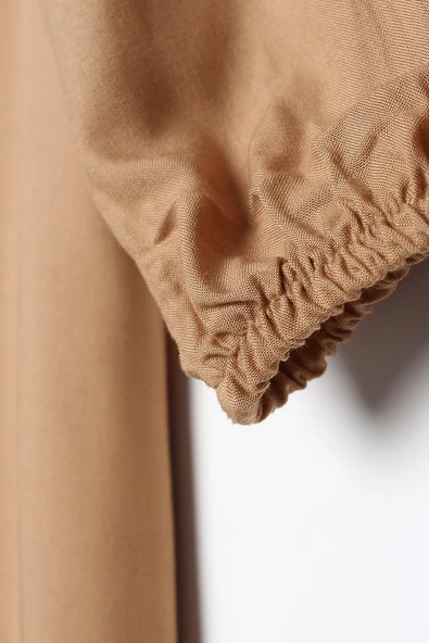 Koyu Bej-Viskon Degaje Detaylı Pantolonlu Takım - Resim 10