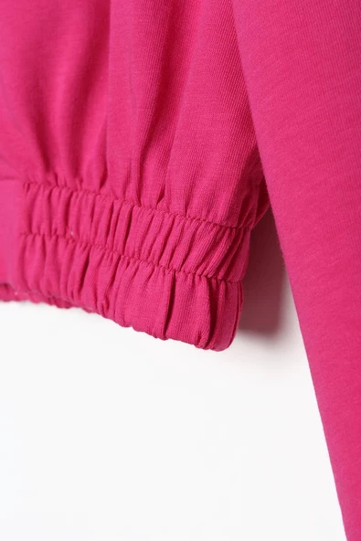 Fuşya-Fermuarlı Kısa Hırkalı Kolsuz Elbiseli Takım - Resim 9