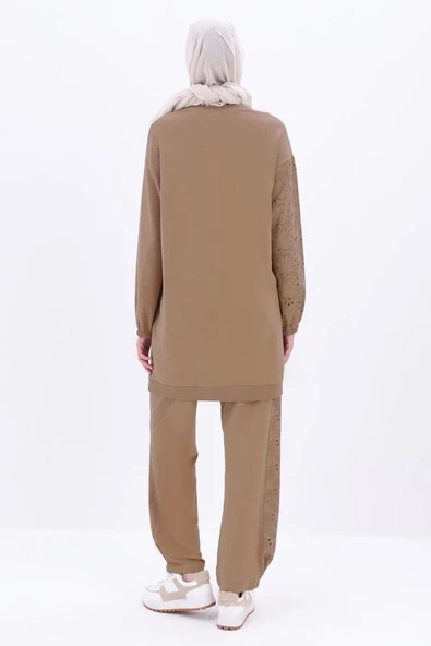 Vizon-Büyük Beden Fisto Garnili Pantolonlu Takım - Resim 4