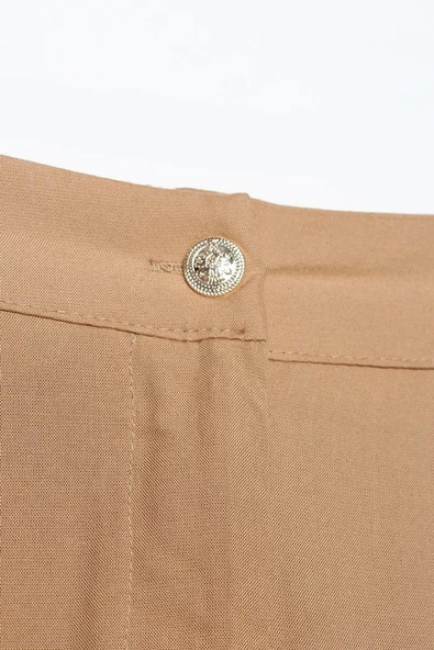 Koyu Bej-Viskon Degaje Detaylı Pantolonlu Takım - Resim 8