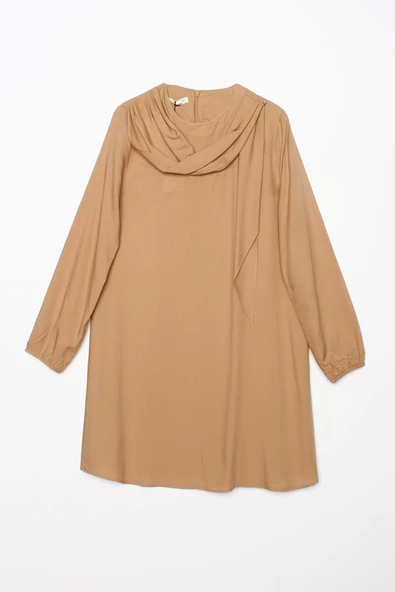 Koyu Bej-Viskon Degaje Detaylı Pantolonlu Takım - Resim 12