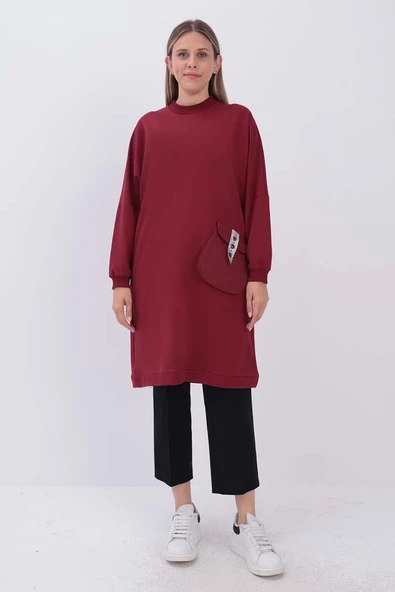 Gül-Aksesuar Cepli Sweat Tunik - Resim 2