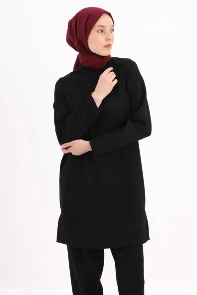 Siyah-Kolu Fermuarlı Tunik ürün görseli