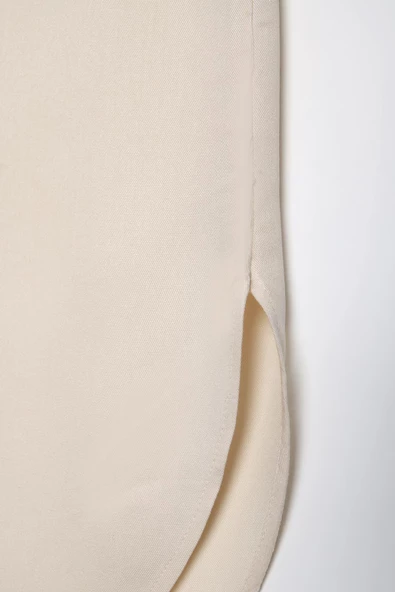 Ekru-Gizli Patlı Gömlek Tunik - Resim 5