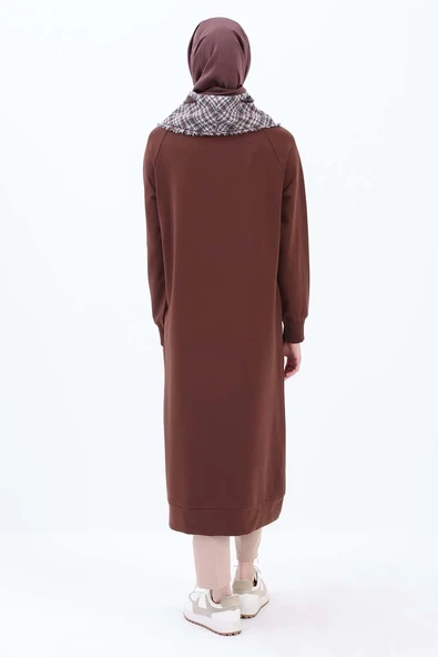 Acı Kahve-Tüvit Garnili Sweat Tunik - 4