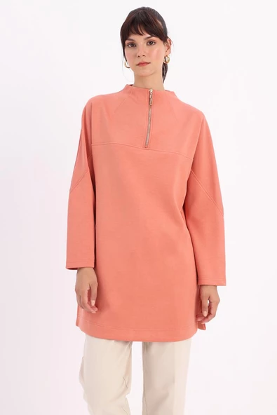 Somon-Dik Yakalı Robalı Tunik ürün görseli