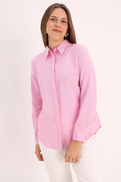 Pembe-Basic Gizli Patlı Gömlek ürün görseli