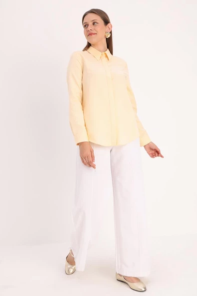 Sarı-Basic Gizli Patlı Gömlek ürün görseli