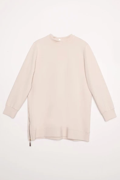 Açık Bej-Garni Piliseli Tunik - Resim 7