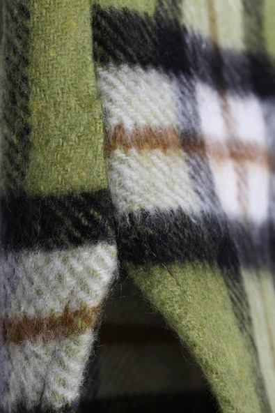 Yeşil-Siyah-Oversize Oduncu Gömlek Tunik - Resim 5