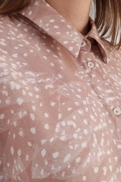 Vizon-Ekru-Oversize Gömlek - 5