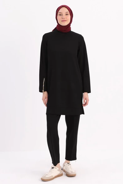 Siyah-Kolu Fermuarlı Tunik - Resim 2