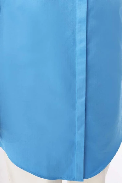 Turkuaz-Gizli Patlı Gömlek Tunik - Resim 5