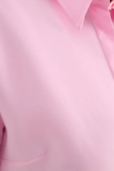 Açık Pembe-Basic Gizli Patlı Gömlek - 5