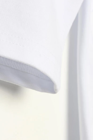 Beyaz-Pamuklu Dokuma Garnili Kapüşonlu Kuşgözü Detaylı Likralı Sweat - Resim 6