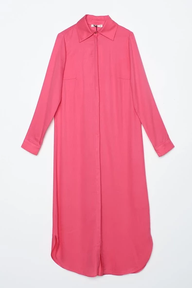 Koyu Pembe01-Gizli Patlı Gömlek Tunik - 6