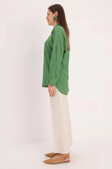 Yeşil-Oversize Gömlek - 3