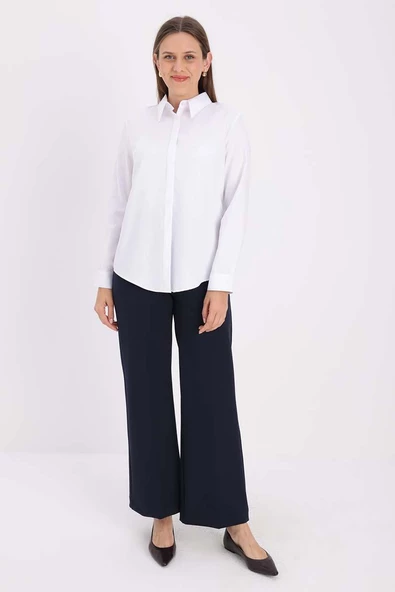 Beyaz-Pamuklu Gizli Patlı Gömlek - Resim 2