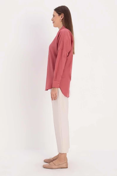 Gül-Oversize Basic Gömlek - 3