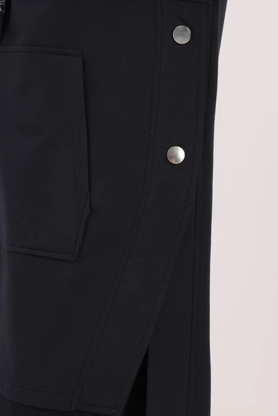 Lacivert-KAPÜŞONLU YANLARI YIRTMAÇLI SWEAT TUNİK - Resim 5