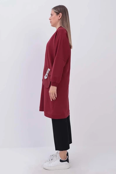 Gül-Aksesuar Cepli Sweat Tunik - Resim 3