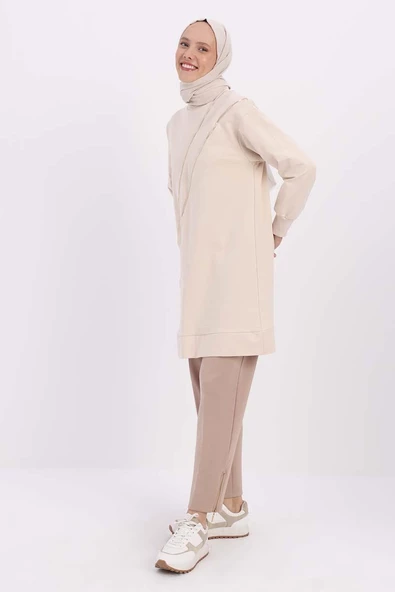 Taş-Süs Fermuarlı Likralı Tunik - 3