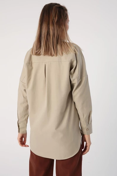 Taş01-Oversize Basic Gömlek - Resim 4