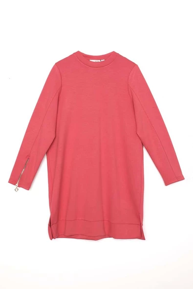 Açık Gül-Kolu Fermuarlı Tunik - 6