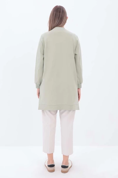 Defne-FERMUAR CEPLİ YIRTMAÇLI SWEAT TUNİK - Resim 4