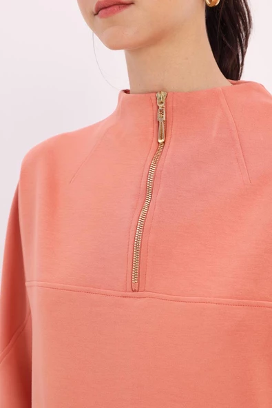 Somon-Dik Yakalı Robalı Tunik - Resim 5