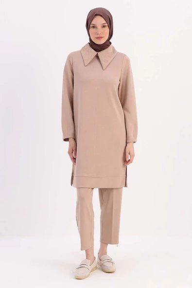 Vizon-Yakası Zincir Nakışlı Tunik - Resim 2