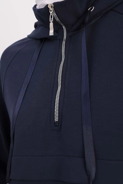 İndigo-Ön Roba Dubleli Sweat Tunik - 5