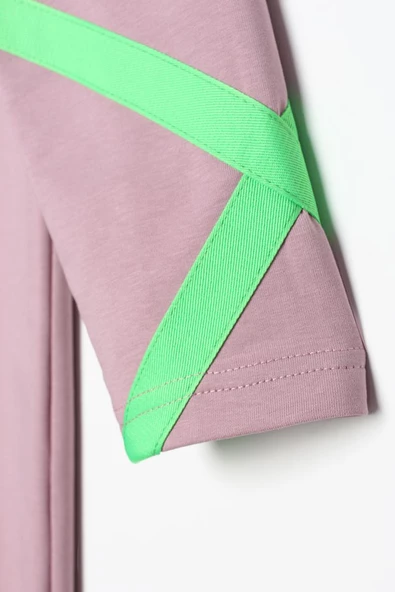 Soft Lila-Neon Şerit Detaylı Sweat Tunik - 6