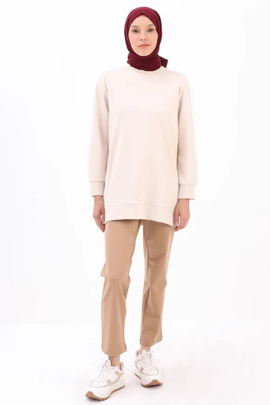 Açık Bej-Garni Piliseli Tunik - Resim 2