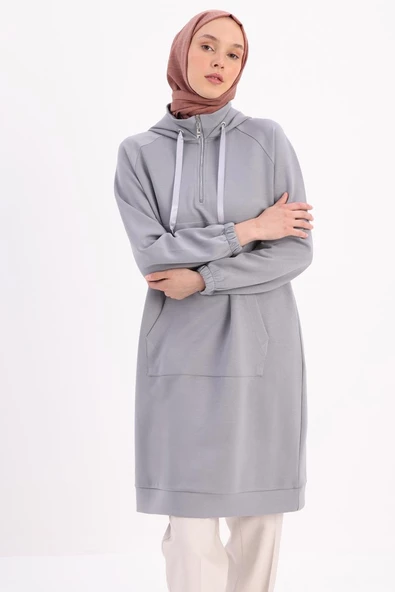 Gri-Ön Roba Dubleli Sweat Tunik