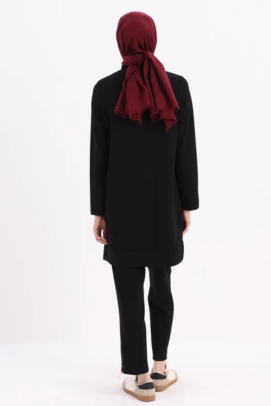 Siyah-Kolu Fermuarlı Tunik - Resim 4