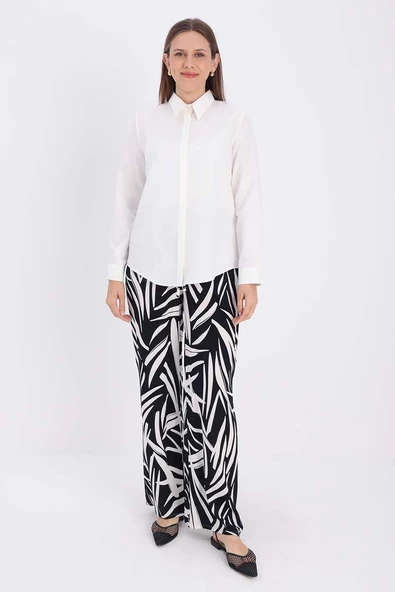 Ekru-Pamuklu Gizli Patlı Gömlek - Resim 2