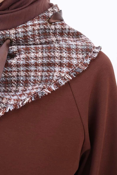 Acı Kahve-Tüvit Garnili Sweat Tunik - 5