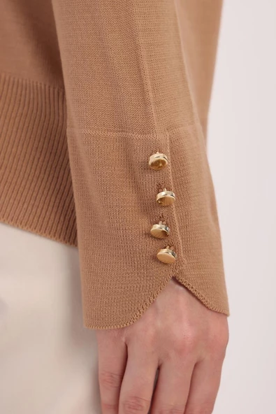 Bisküvi-Kolları Düğmeli Kazak - 4