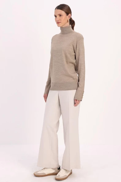 Bej-Kolları Düğmeli Kazak - 3