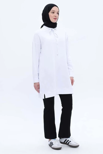 Beyaz-Rahat Kalıp Likralı Sweat ürün görseli