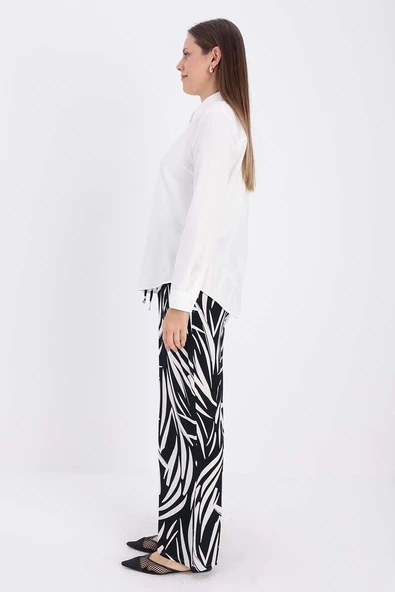 Ekru-Pamuklu Gizli Patlı Gömlek - Resim 3